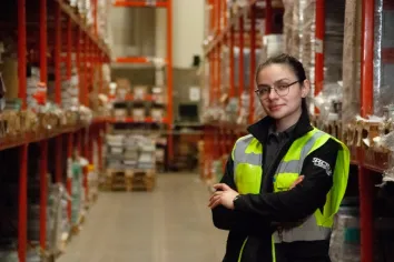 spectrum female worker in the warehouse